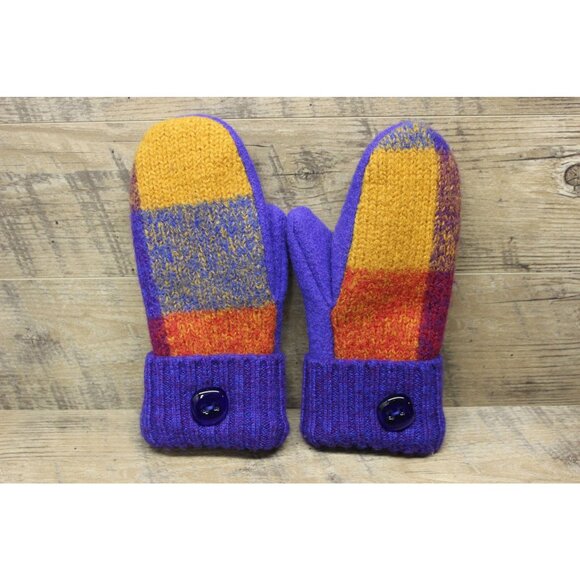 Handmade Wool Sweater‎ Mittens Women’s Size Fleece Lined Upcycled Winter Gloves - Picture 3 of 10